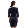 Womens Wrap V Neck 3/4 Sleeve Velvet Dress Ruched Bodycon Tulip Party Cocktail Dress - 4 of 4