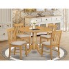 Small Kitchen Table Set with 4 Chairs - 42" Drop Leaf Dining Table, Oak Finish - 2 of 4