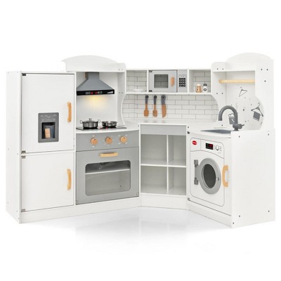 Aghana Digitals White Corner Kids Play Kitchen with Ice Maker, Washing Machine & Storage -