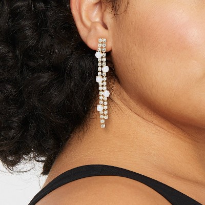 Cupchain and Pearl Linear Earrings - A New Day Gold/Clear - image 2