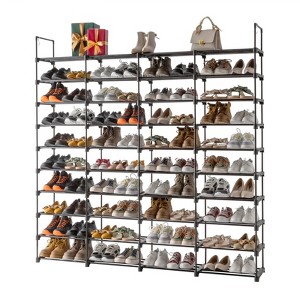Karl Home 10-Tier Black Iron Pipe&Plastic 65.75in. W Shoe Rack - 1 of 4