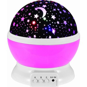 JuzToys Night Light Projection Lamp, Starry Skies, Pink - 1 of 4