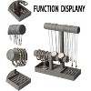 2-Tier Linen Jewelry Organizer with Ring Tray, Display Stand for Necklaces, Bracelets, Watches & Cosmetics, Gray - 2 of 4