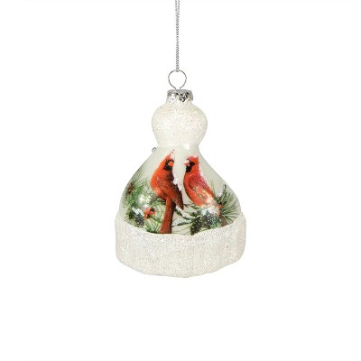 Roman 4.25" Hat Shaped Christmas Ornament with Cardinals - White/Red