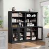 62x62x16 Wood Accent Sideboard Cabinet in Black, Storage Organizer with Adjustable Shelves and Glass Doors for Kitchen Bedroom Living/Dinning Room - 3 of 4