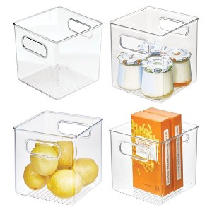 iDesign Set of 4 Cube Storage Bins with Handles for Pantry  - Clear - 1 of 4