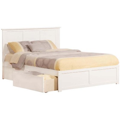 Atlantic Furniture Madison Queen Flat Panel Foot Board w/ 2 Urban Bed Drawers White
