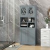 Costway Tall Bathroom Cabinet Large Floor Storage Cabinet with Acrylic Doors & 3 Cubes Black/Gray/White - 2 of 4