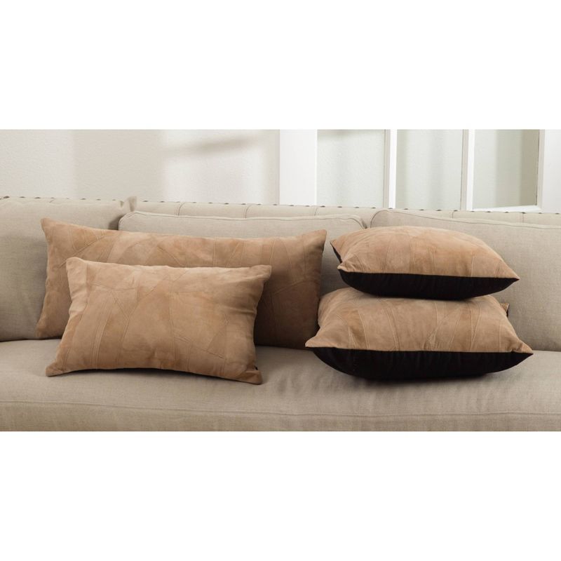 16&#34;x16&#34; Classic Leather Poly Filled Square Throw Pillow Camel - Saro Lifestyle, 4 of 5