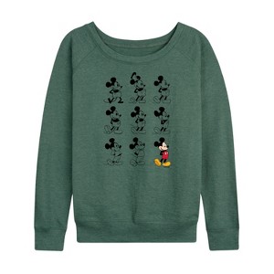 Women's - Disney - Mickey Mouse Evolution Lightweight French Terry Wide Neck Long Sleeve Shirt - 1 of 4