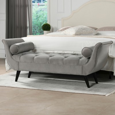 Zeus & Ruta 64.5 in.W Tufted Flared Arm Bed End Stool Entryway Bench