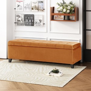 CAVINAS Velvet Tufted Storage Ottoman Bench,Footstool with Lift-Top and Hidden Storage,Storage Bench for Living Room,Bedroom - 1 of 4