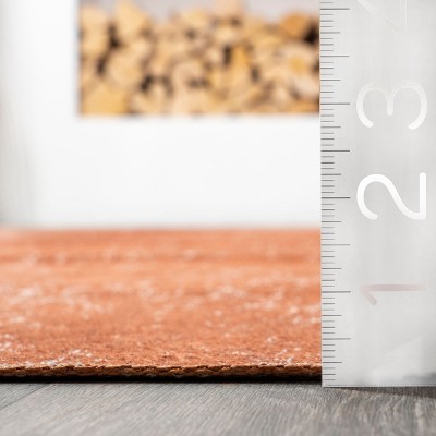 Elspeth Orange Synthetic Washable Non-slip Area Rug