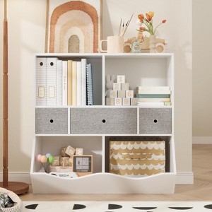 TackView Kids Bookshelf and Bookcase Toy Storage, Storage Cabinet Toy Chest with 4 Cubbies,for Nursery,Bedroom,School - 1 of 4