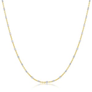 Links of Italy Sterling Silver Square Beads Gold Plated Chain - Two-Tone - Multi - 18 Inch - 1 of 2
