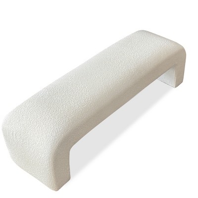 Lily 60" Cream Boucle Waterfall Upholstered Bedroom Bench