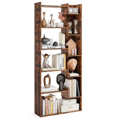 Tangkula 6-tier Bookshelf Bookcase w/ Anti-Tip Kits Home Wood Organizer Free-standing Room Divider Display Shelf