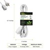 GoGreen Power (GG-24712) 16/2 12' Household Extension Cord, 3 Outlets, White, 12 ft, 5-Pack - 2 of 4