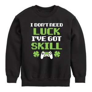 Boys' - Instant Message - St. Patrick's Day I Don't Need Luck, I've Got Skills Graphic Long Sleeve Fleece Sweatshirt - 1 of 4
