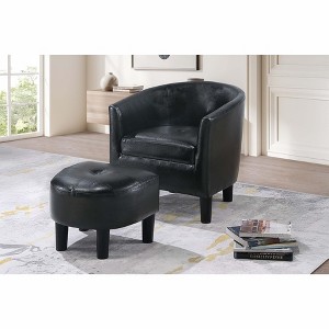 Sapphtopaz 1pc Retro Design-Inspired Accent Chair Upholstered Lounge Chair with Ottoman, Round Backrest Living Room Chair Compact Chair - 1 of 4
