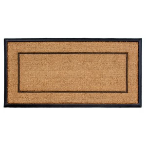 HomeRoots 24" X 48" Natural And Black Striped Border Outdoor Coir And Rubber Door Mat - 1 of 4
