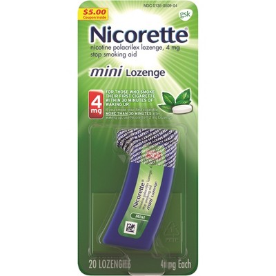 Nicorette 4mg Stop Smoking Aid Nicotine Mini Lozenge - Mint - 20ct : Target