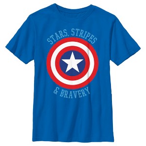 Boy's Marvel Avengers Captain America Stars Stripes & Bravery T-Shirt - 1 of 4