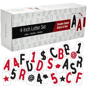 Excello Global Products Swinging Sign Letters: Includes 792 four inch Letters, Symbols, Numbers for Swinging Letter Sign. Double Sided , Black/Red - 1 of 4
