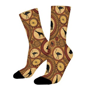African Animal Ethnic Women Printed Crew Socks Funny Funky Socks Soft Polyester Novelty Gifts for Artists Men - 1 of 1