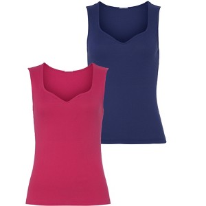Women's 2 Pk Sweetheart Tank Tops - LASCANA - 1 of 4