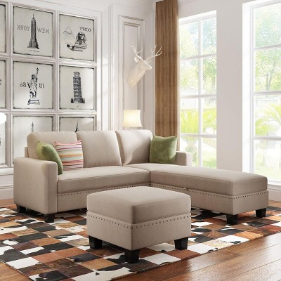 Streamdale 81.1x76.3x35 Reversible Sectional Couch With Storage Ottoman L-Shaped Sofa, Sectional Sofa