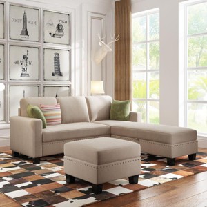 Streamdale 81.1x76.3x35 Reversible Sectional Couch With Storage Ottoman L-Shaped Sofa, Sectional Sofa - 1 of 4