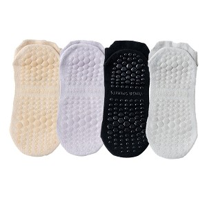 Anna-Kaci 4-Pack Women's Mesh Top Non-Slip Yoga Socks with Full Sole Grips and Breathable Lightweight Fabric - 1 of 4