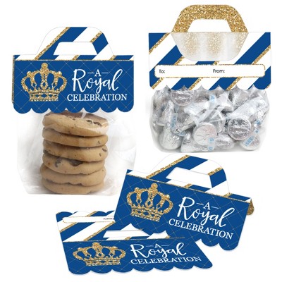 Big Dot of Happiness Royal Prince Charming - DIY Baby Shower or Birthday Party Clear Goodie Favor Bag Labels - Candy Bags with Toppers - Set of 24