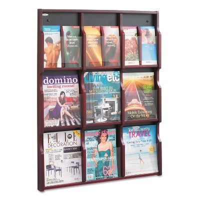 Safco Expose Adj Magazine/Pamphlet Nine Pocket Display 29-3/4w x 38-1/4h Mahogany 5702MH