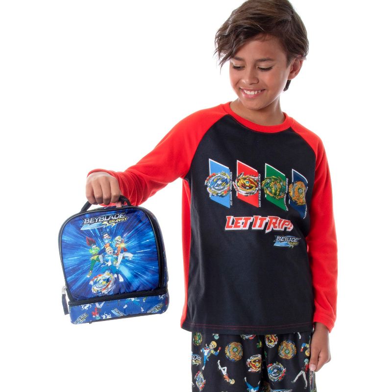 Beyblade Burst Spinner Top Anime Characters Insulated Dual Compartment Lunch Bag Blue, 3 of 10