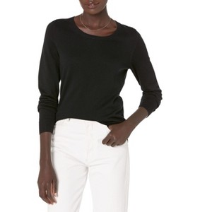 Women's Classic Fit Long Sleeve Lightweight Knit Crewneck Sweater Casual Basic Tops - 1 of 4