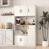 Costway 71" Tall Kitchen Pantry Cabinet with Charging Station Microwave Stand & Doors Black/White - 2 of 4