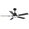 Airsurfer 52-Inch Matte Black 5-Blade Ceiling Fan with Integrated LED Light and Remote, Indoor Use - 4 of 4