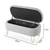 FURNIinspire Ottomans And Benches Oval Storage Bench End of Bed Bench Living Room Ottoman with Storage for Entryway, Grey, 39.29"*18.25"*17.25" - 3 of 4