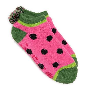 MUK LUKS Womens Cozy Footie Cabin Sock, Watermelon, One Size Fits Most