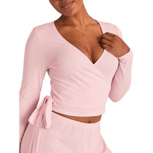 Adore Me Women's Jersey Ballet Wrap Long Sleeve Lounge - 1 of 3