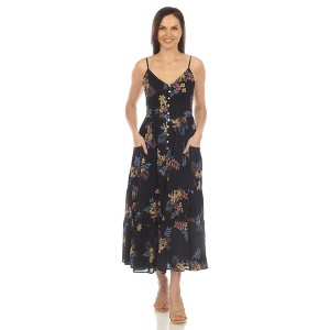 White Mark Women's V-Neck Floral Print Maxi Sun Dress - 1 of 4