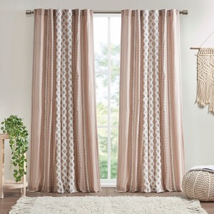 Elegant Chenille Cotton Printed Window Panel, Textured Artisanal Light Filtering Curtain fits Various Room Decor for All Season - 1 of 4