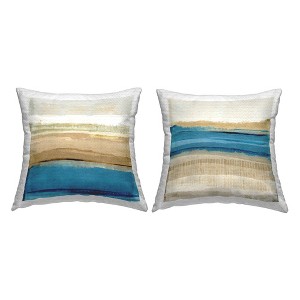 Stupell Industries Abstract Tan & Blue Landscape (Set of 2) - 1 of 3