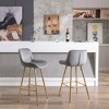 26" Velvet Fabric Counter Height Bar Stools Set of 2 with Chrome Footrest and Metal Legs for Kitchen, Dining, or Bar - 3 of 4