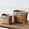 NAYSAYE Planter Set of 2 Rectangular Basket Planter with Geometric Trim for Indoor Outdoor Garden, Brown, 16"*12"*12" - 2 of 4