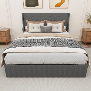Grungis Bed Frame with Wingback Headboard,Liftable Storage Platform Bed with USB Ports for Bedroom - 1 of 4