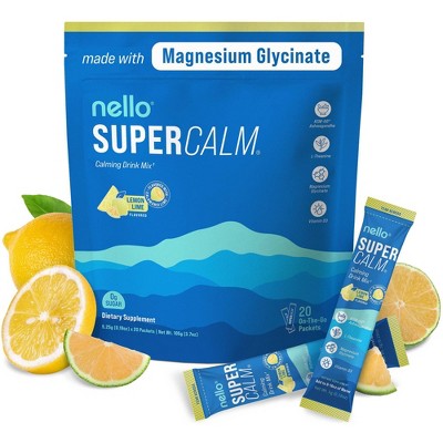 Nello Supercalm Calming Drink Mix Supplement Powder - Lemon Lime - 20ct