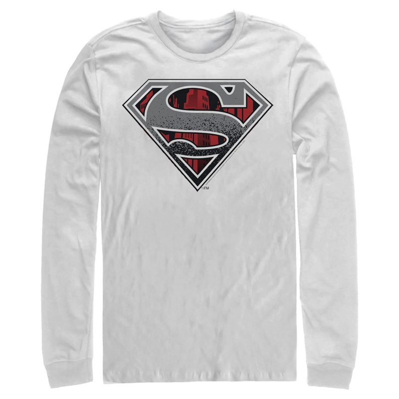 Men's Superman Logo Grunge Long Sleeve Shirt, 1 of 4